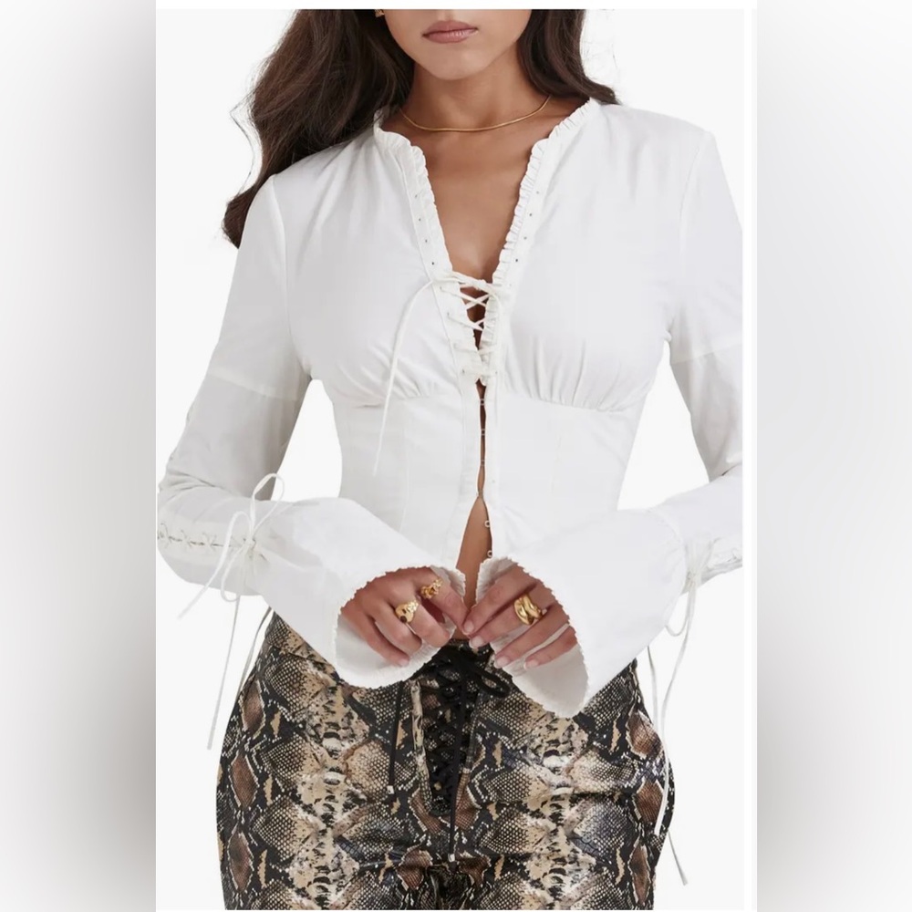House Of CB- Anissa Long Sleeve Cotton Poplin Top
